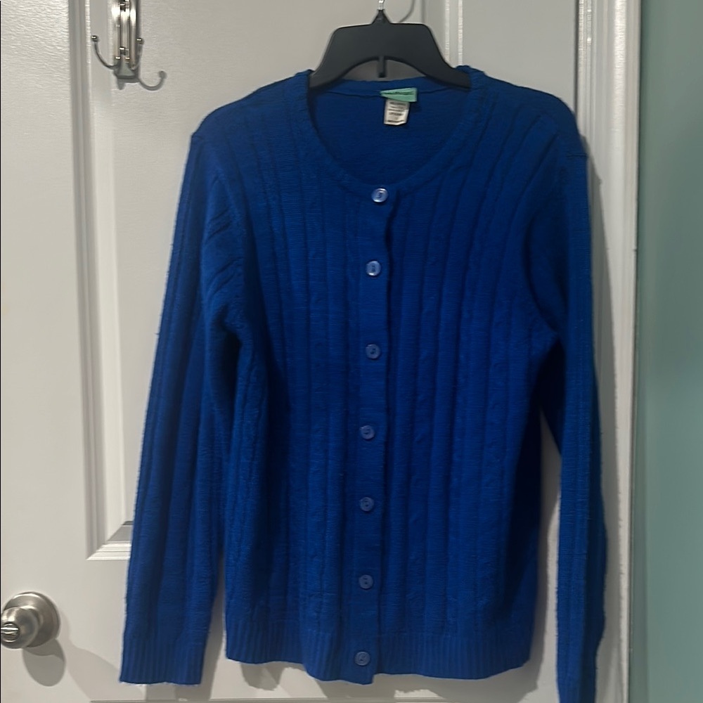 💋 Royal Blue Cable-Knit Cardigan Sweater